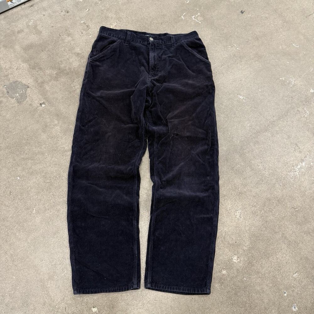 Carhartt WIP Simple Pant Corduroy Relaxed Fit Pants Navy 34x31(Tag 32x34) Mens